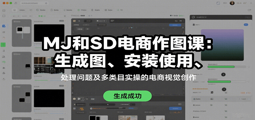 MJ和SD电商作图课：生成图、安装使用、处理问题及多类目实操的电商视觉创作-爱找项目网