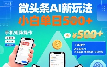 微头条AI新玩法，小白单日5张+，手机可矩阵操作【附工具指令】-爱找项目网