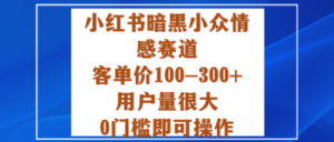 小红书暗黑小众情感赛道，客单价100-300+用户量很大，0门槛即可操作-爱找项目网
