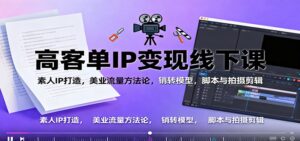 高客单IP变现线下大课：素人IP打造，美业流量方法论，销转模型，脚本与拍摄剪辑-爱找项目网