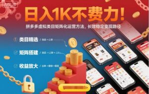 日入1K不费力！拼多多虚拟类目矩阵化运营方法，长效稳定变现路径-爱找项目网