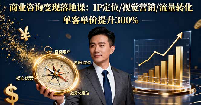 商业咨询变现落地课:IP定位/视觉营销/流量转化,单客单价提升300%-爱找项目网