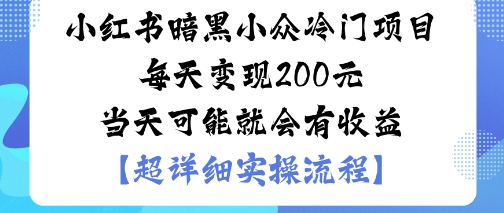 小红书暗黑小众冷门项目每天变现2张当天可能就会有收益-爱找项目网