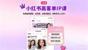 小红书高客单IP课,免费盈利模型、会员制、关键词截流,单账号月入10万+-爱找项目网