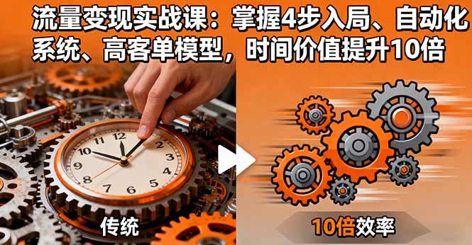 流量变现实战课：掌握4步入局、自动化系统、高客单模型，时间价值提升10倍-爱找项目网