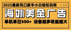2025最新风口 海外美金广告 单机单日500+ 可无限放大 设备越多收益越大 轻松上手-爱找项目网