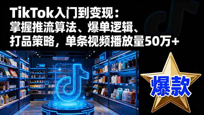 TikTok入门到变现：掌握推流算法、爆单逻辑、打品策略，单条视频播放量50w-爱找项目网
