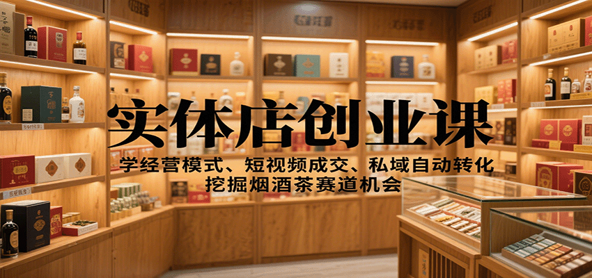 实体店创业课：学经营模式、短视频成交、私域自动转化，挖掘烟酒茶赛道机会-爱找项目网