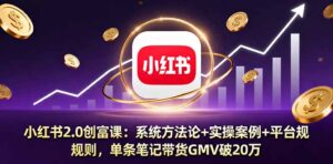 小红书2.0创富课：系统方法论+实操案例+平台规则，单条笔记带货GMV破20万-爱找项目网