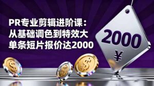 PR专业剪辑进阶课：从基础调色到特效大片的进阶技能，单条短片报价达2000-爱找项目网