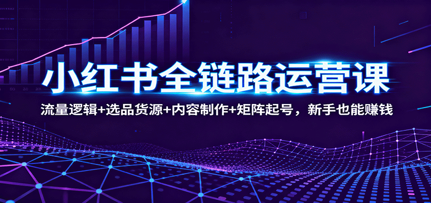 小红书全链路运营课:流量逻辑+选品货源+内容制作+矩阵起号,新手也能赚钱-爱找项目网