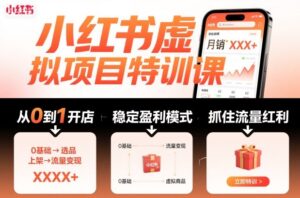 小红书虚拟项目特训课，帮你从0到1打造稳定盈利的店铺，抓住流量红利(更新9月)-爱找项目网