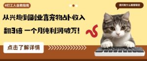 从兴趣到副业靠宠物占卜收入翻3倍一个月纯利润破W-爱找项目网