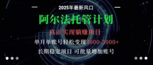 阿尔法托管计划 单账号月入3000-5000，长期稳定项目，新手小白轻松上手-爱找项目网