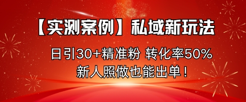 【实测案例】私域新玩法,日引30+精准粉,转化率50%,新人照做也能出单!-爱找项目网