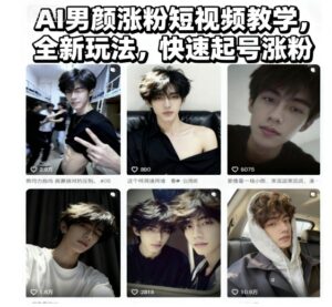 AI男颜涨粉短视频教学，全新玩法，快速起号涨粉-爱找项目网