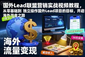 国外Lead联盟营销实战视频教程，从零基础到独立操作国外Lead项目的目标，开启海外淘金之路-爱找项目网