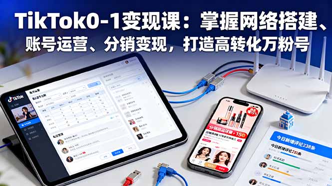 TikTok0-1变现课:掌握网络搭建、账号运营、分销变现,打造高转化万粉号-爱找项目网
