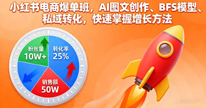 小红书电商爆单班,AI图文创作、BFS模型、私域转化,快速掌握增长方法-爱找项目网