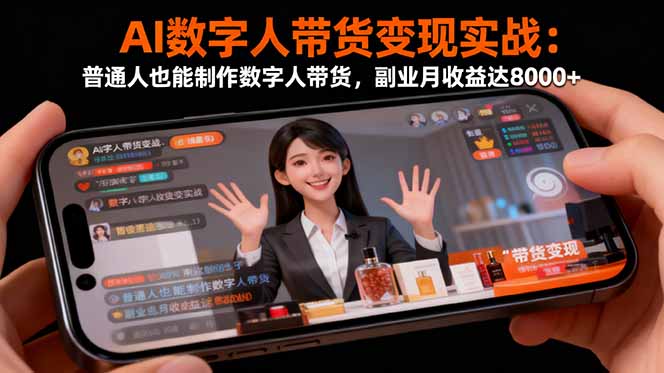 AI数字人带货变现实战:普通人也能制作数字人带货,副业月收益达8000+-爱找项目网