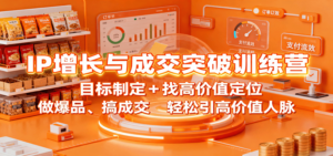 IP增长与成交突破训练营：目标制定+找高价值定位，做爆品、搞成交，轻松引高价值人脉-爱找项目网