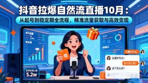 抖音拉爆自然流直播10月：从起号到稳定期全流程，精准流量获取与高效变现-爱找项目网
