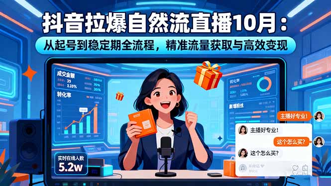 抖音拉爆自然流直播10月:从起号到稳定期全流程,精准流量获取与高效变现-爱找项目网