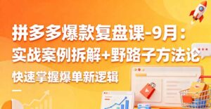 拼多多爆款复盘课-9月：实战案例拆解+野路子方法论，快速掌握爆单新逻辑-爱找项目网
