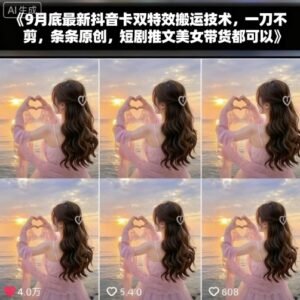 9月底最新抖音卡双特效搬运技术，一刀不剪，条条原创，短剧推文美女带货都可以-爱找项目网