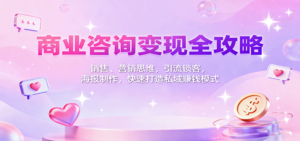 商业咨询变现全攻略：销售、营销思维，引流锁客，海报制作，快速打造私域赚钱模式-爱找项目网