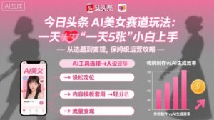 今日头条AI美女赛道玩法，一天轻松5张，小白轻松上手-爱找项目网