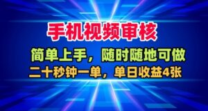 手机视频审核，随时随地可做，二十秒钟一单，单日收益4张+【揭秘】-爱找项目网
