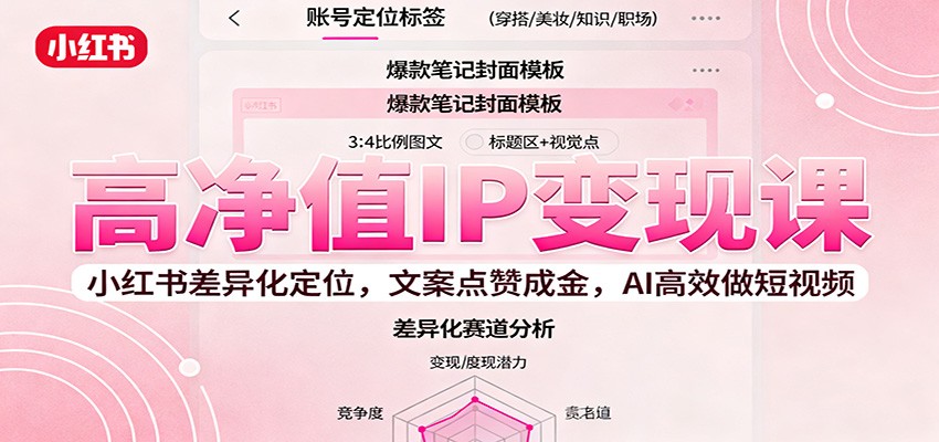 高净值IP变现课:小红书差异化定位,文案点赞成金, AI高效做短视频-爱找项目网