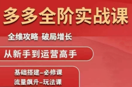 大炮·拼多多全阶实战课程(更新10月)-爱找项目网