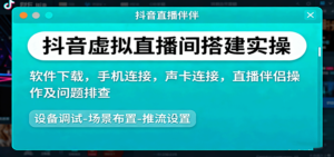 抖音虚拟直播间搭建实操、软件下载，手机连接，声卡连接，直播伴侣操作及问题排查-爱找项目网
