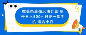 微头条最强玩法介绍一个号日入5张+只要一部手机适合小白-爱找项目网