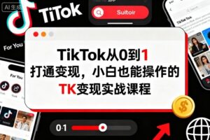 TikTok从0到1打通变现，小白也能操作的TK变现实战课程-爱找项目网