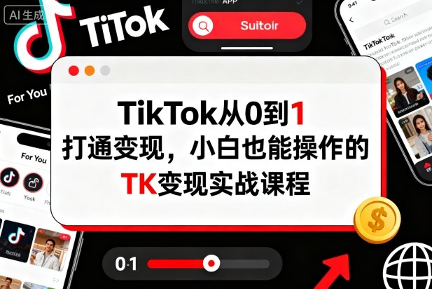 TikTok从0到1打通变现,小白也能操作的TK变现实战课程-爱找项目网