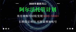 阿尔法托管计划 单账号月入3000-5000，长期稳定项目，新手小白轻松上手。-爱找项目网