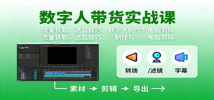 数字人变现实战课:流量获取、选品技巧、数字人制作与电脑剪辑-爱找项目网