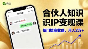 合伙人知识IP变现课，微信生态,内容创作与爆款打造,全网引流，新手月入2w+-爱找项目网