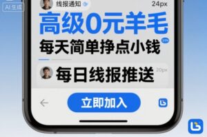 高级0元羊毛线报社群项目，每天简单挣点小钱-爱找项目网