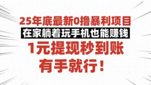 25年底最新0撸暴利项目，在家躺着玩手机也能赚钱，1元提现秒到账，有手...-爱找项目网