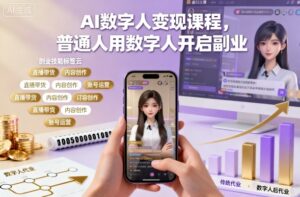 AI数字人变现课程，普通人用数字人开启副业-爱找项目网