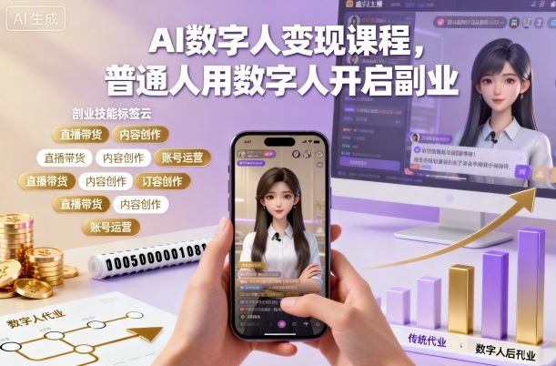 AI数字人变现课程，普通人用数字人开启副业-爱找项目网