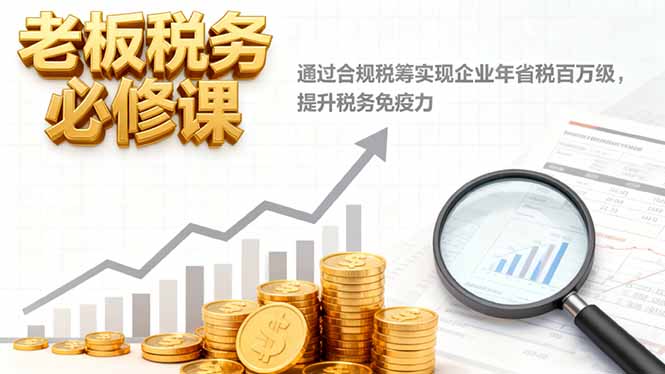 老板税务必修课,通过合规税筹实现企业年省税百万级,提升税务免疫力-爱找项目网