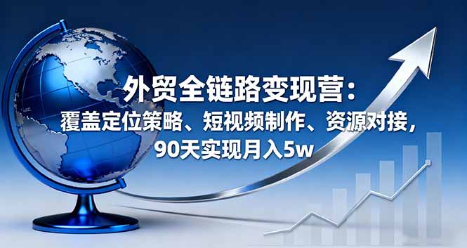 外贸全链路变现营：覆盖定位策略、短视频制作、资源对接，90天实现月入5w-爱找项目网