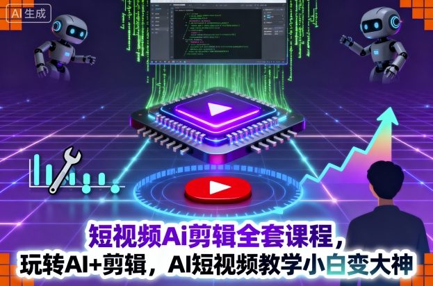 短视频Ai剪辑全套课程,玩转AI+剪辑,AI短视频教学小白变大神-爱找项目网