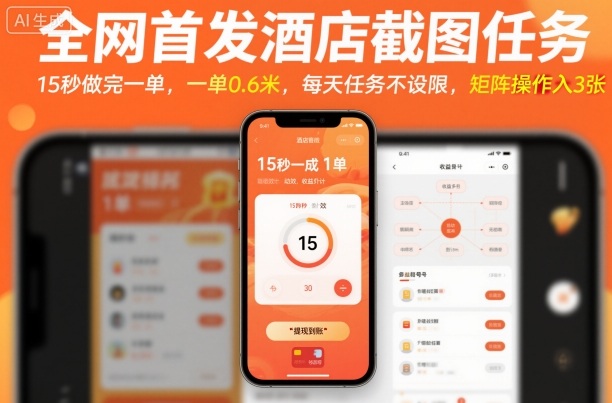 全网首发酒店截图任务,15秒做完一单,一单0.6米,每天任务不设限,矩阵操作日入3张【揭秘】-爱找项目网