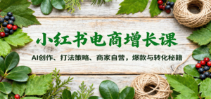 小红书电商增长课:AI创作、打法策略、商家自营,爆款与转化秘籍-爱找项目网